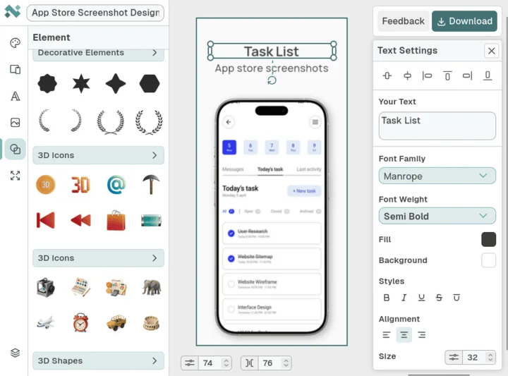 Nakxi drag-and-drop App Store screenshot editor with ASO templates