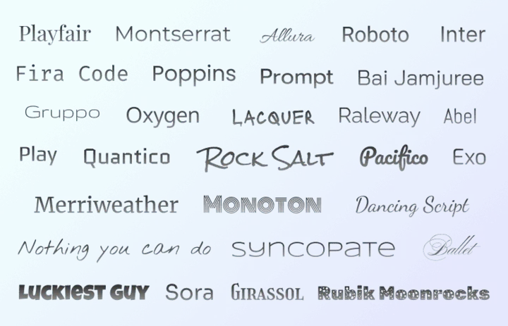 Font library for App Store and Play Store screenshot design in Nakxi