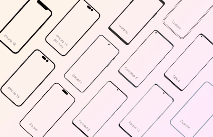 iPhone 16 Pro and Android device mockup frames for App Store screenshots