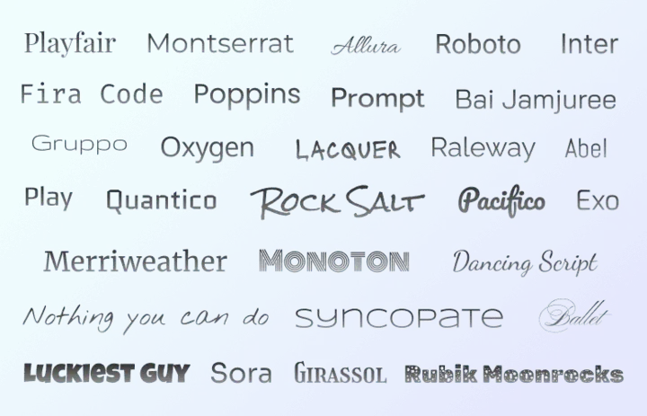 Professional font library for app store screenshot designs