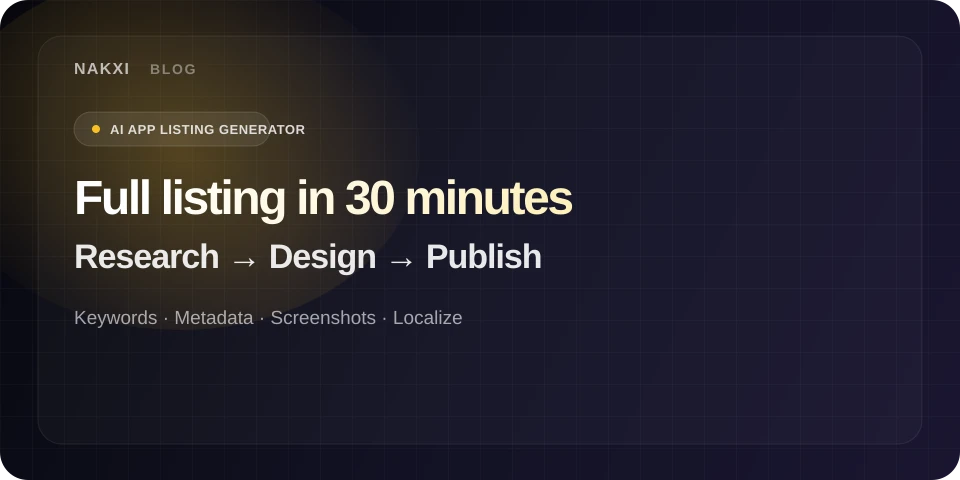 AI app listing generator workflow from competitor research to publish in under 30 minutes