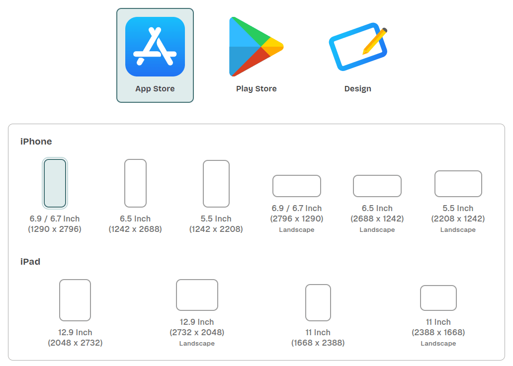 Nakxi Apple App Store Size Presets