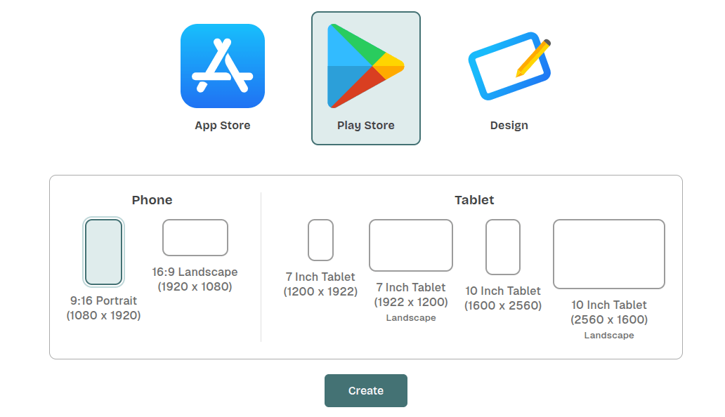 Nakxi Google Play Store Size Presets