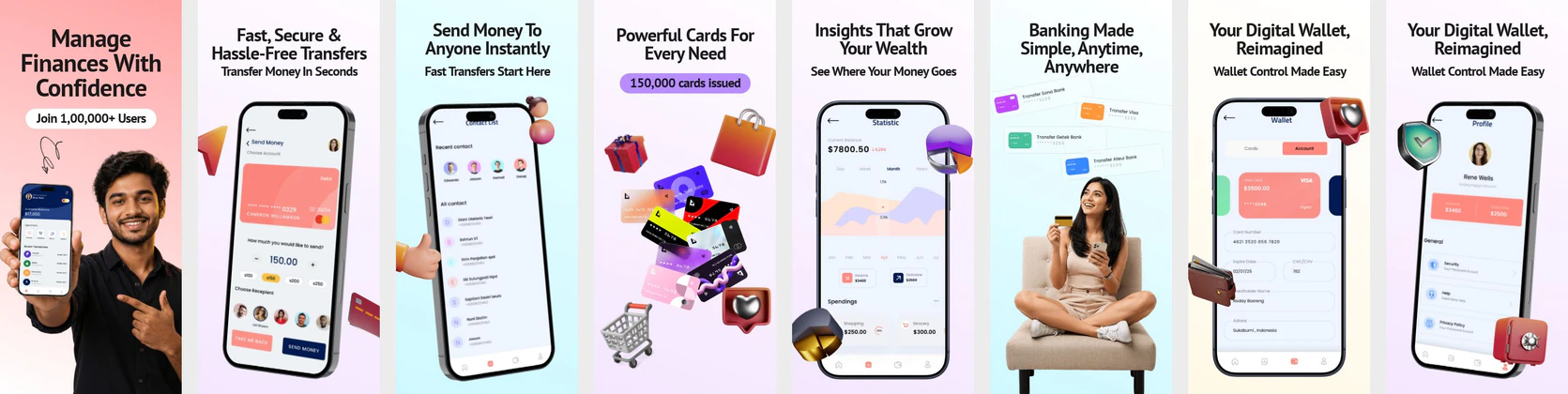 Nakxi Digital Wallet & Money Transfer App Store Screenshot Template