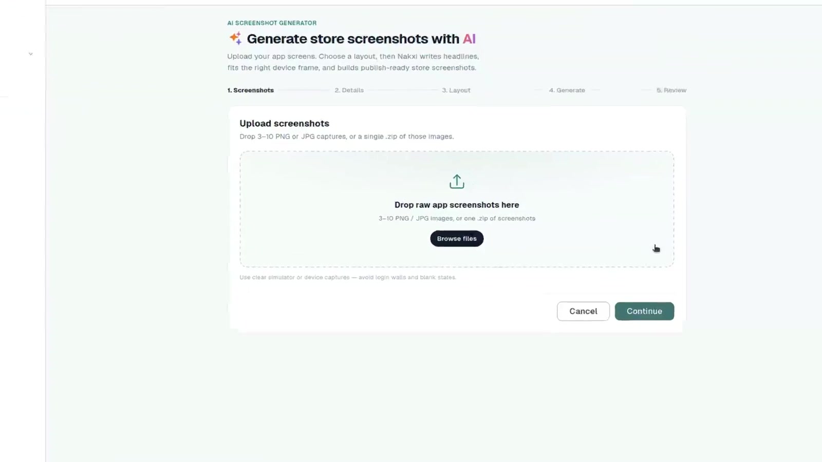 Nakxi AI App Screenshot Generator demo preview
